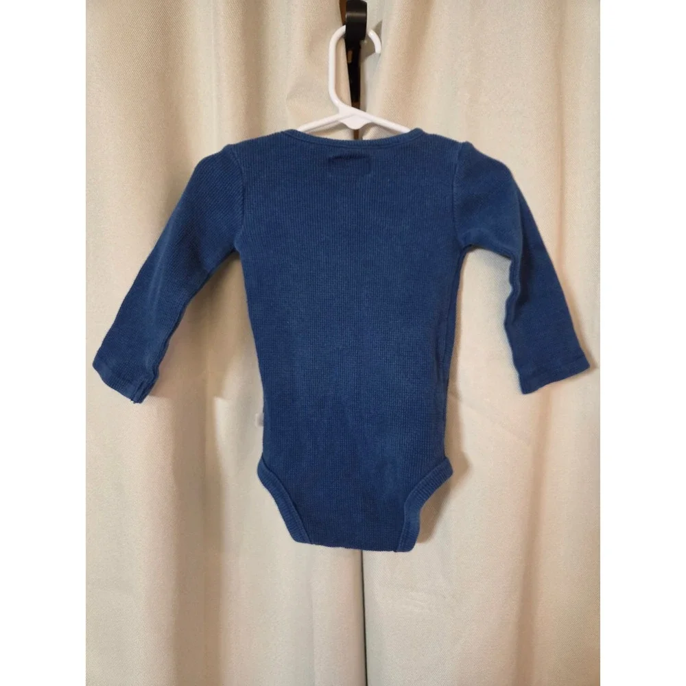 Little Planet Organic by Carters Baby Boys Blue Waffle Knit Bodysuit 18M